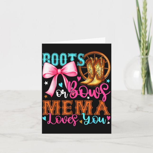 Cartão Boots Or Bows Mema Loves You Gender Reveal Party  (Frente)