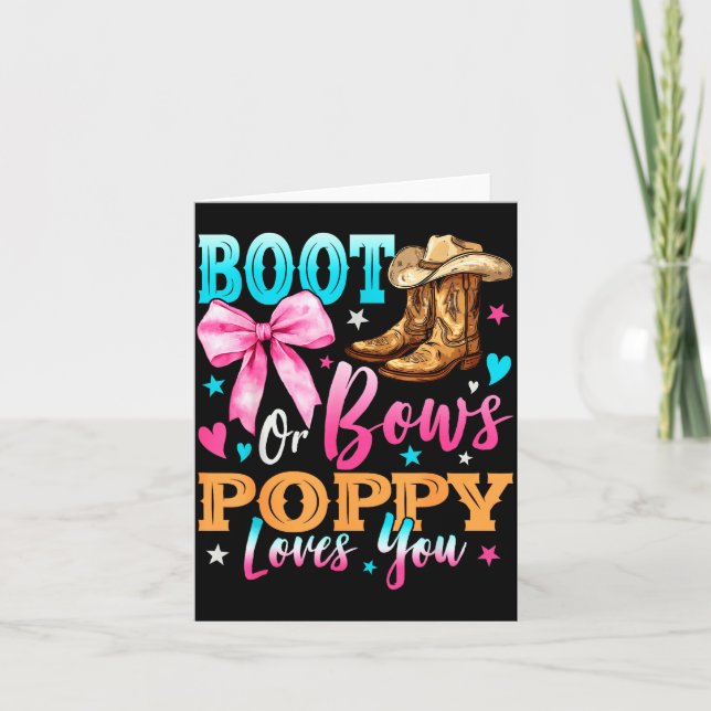 Cartão Boots Or Bows Ppy Loves You Gender Reveal Family  (Frente)
