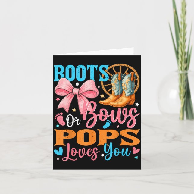 Cartão Boots Or Bows Ps Loves You Gender Reveal Family  (Frente)