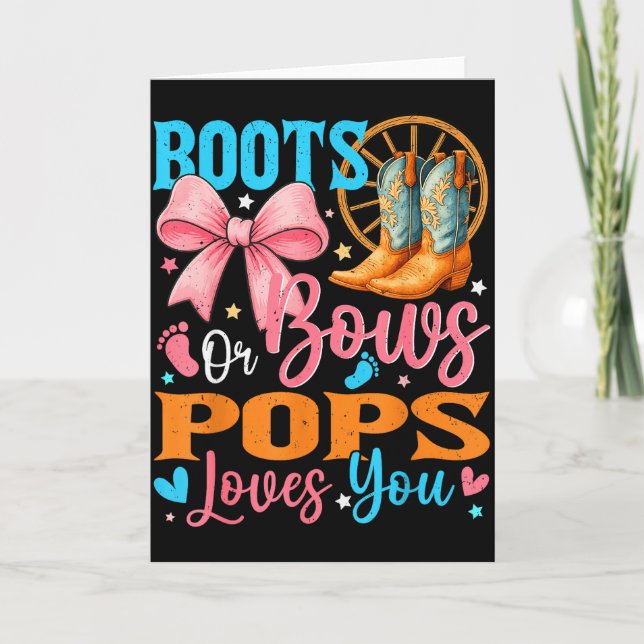 Cartão Boots Or Bows Ps Loves You Gender Reveal Family  (Frente)