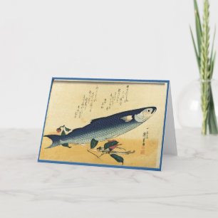 Cartão Bora (Cinza) Hiroshige's Japan Fish Impressão