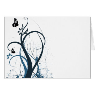 Cartão Borboleta 2 do redemoinho do Grunge - azul