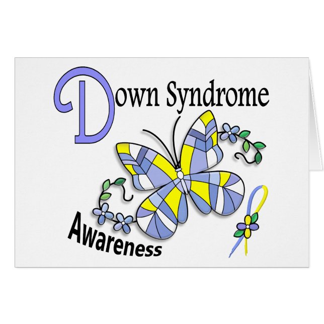 Cartão Borboleta 2 Síndrome de Down do vitral (Frente Horizontal)