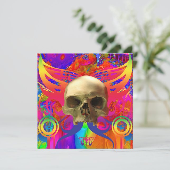 Cartão Borboleta Caveira a Cor (Em pé/Frente)