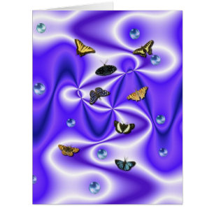 Cartão Borboleta com seda roxa com pérolas