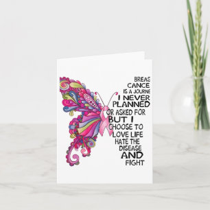 Cartão Borboleta de Cancer da Mama Forte Suporte a Mulher