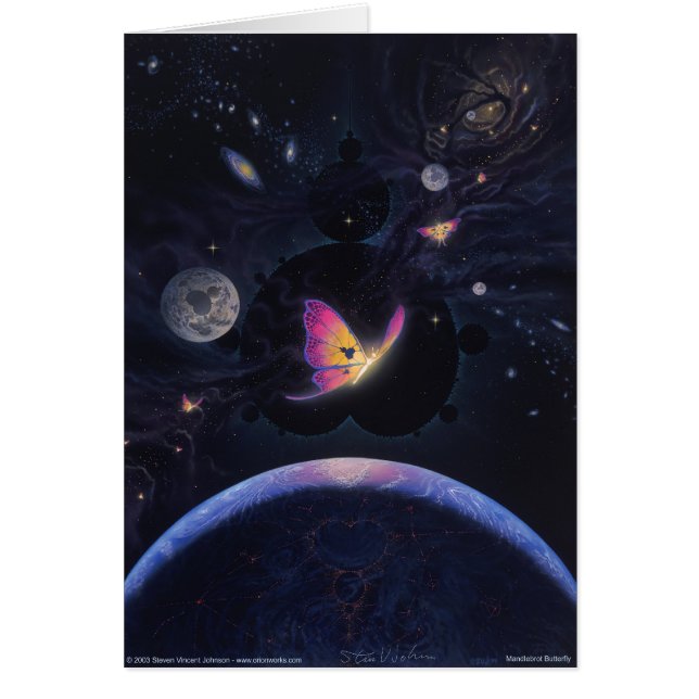 Cartão Borboleta de Mandlebrot (Frente)