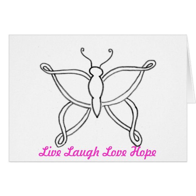 Cartão Borboleta do cancro da mama (Frente Horizontal)