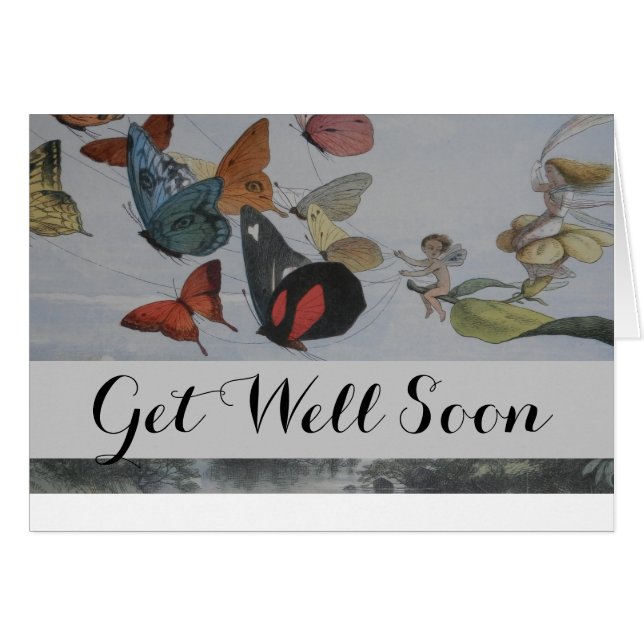 Cartão Borboleta e Borboletas-de-Fada Rainha (Frente Horizontal)