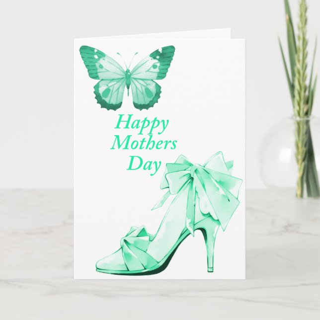 Cartão Borboleta e Calçado em verde (Frente)