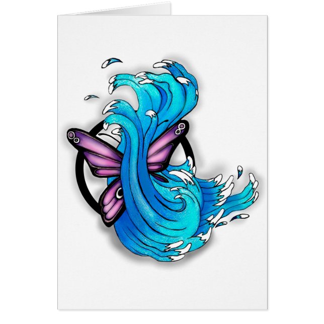 Cartão Borboleta e ondas (Frente)