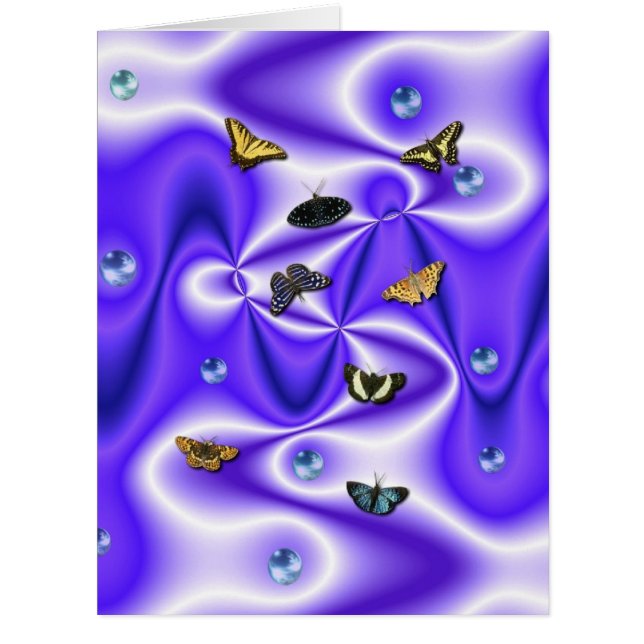 Cartão Borboleta e Pérolas na Seda roxa (Frente)