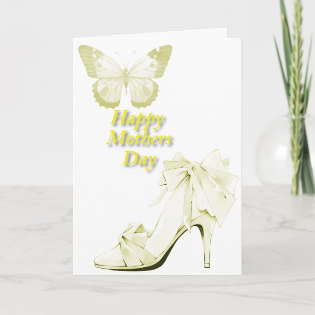 Cartão Borboleta e Sapato em Amarelo (Frente)