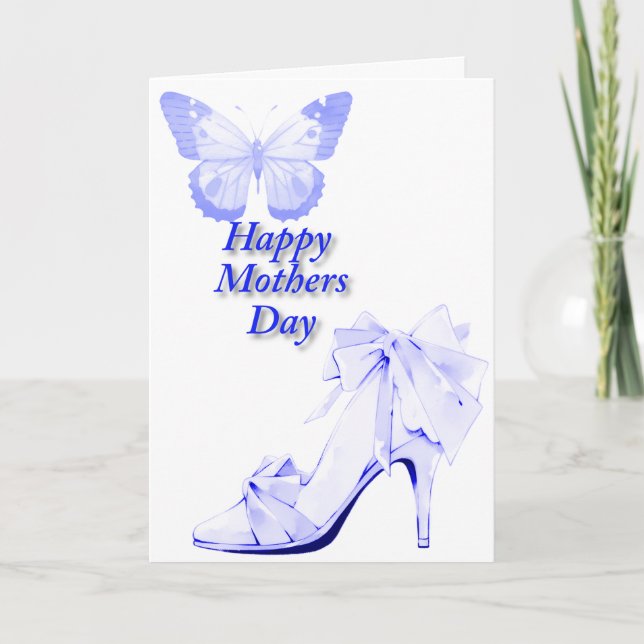 Cartão Borboleta e Sapato em Azul  (Frente)