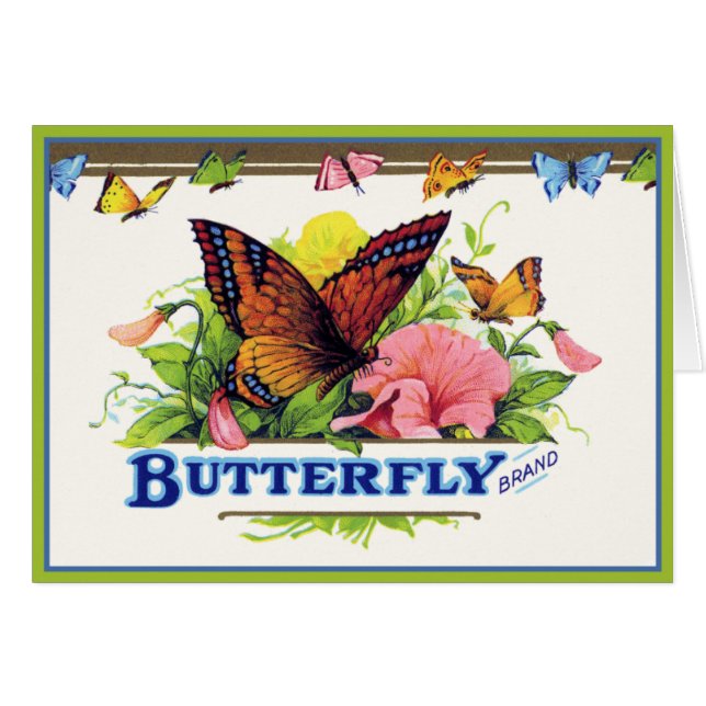 Cartão Borboleta em Petunias (Frente Horizontal)