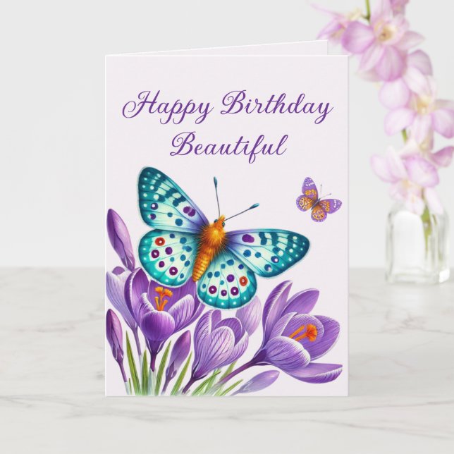 Cartão Borboleta Entre Flores (Orquídea)