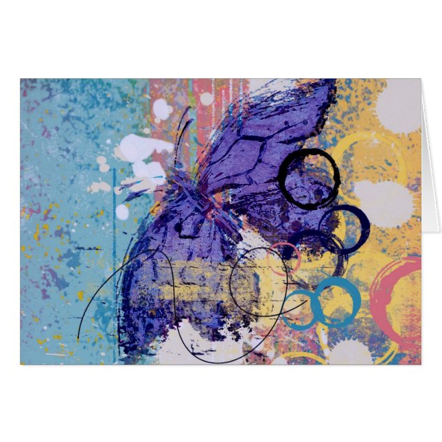 Cartão Borboleta Grunge (Frente Horizontal)