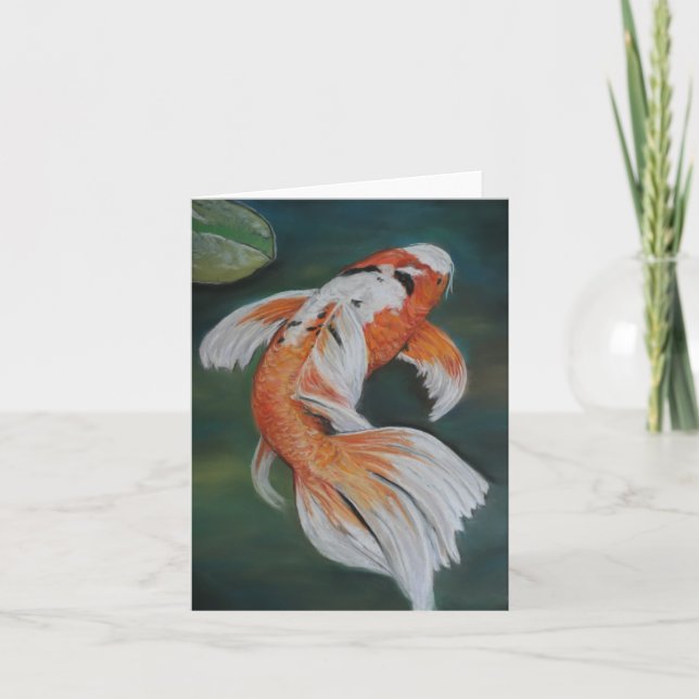 Cartão Borboleta Koi Fish Art Notecard (Frente)