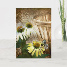 Cartão Borboleta no Aniversário da Flor de Cone