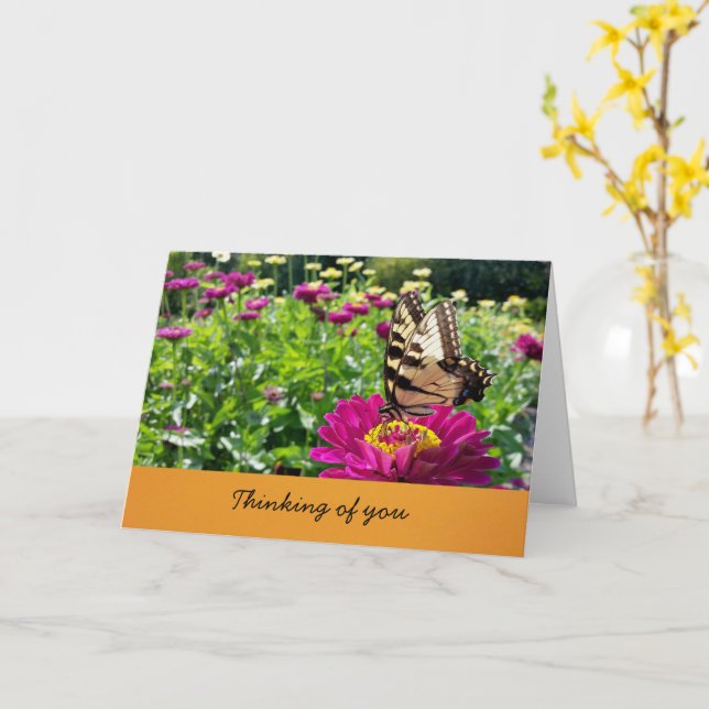 Cartão Borboleta- Pensando em Você (em branco por dentro) (Flor Amarela)