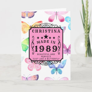 Cartão Borboleta Personalizada Birthday 1989 Adicionar Se