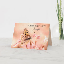 Cartão Borboleta Personalizada Feliz Aniversário