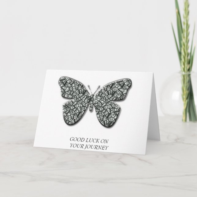 Cartão Borboleta Preta E Branca Elegante (Frente)