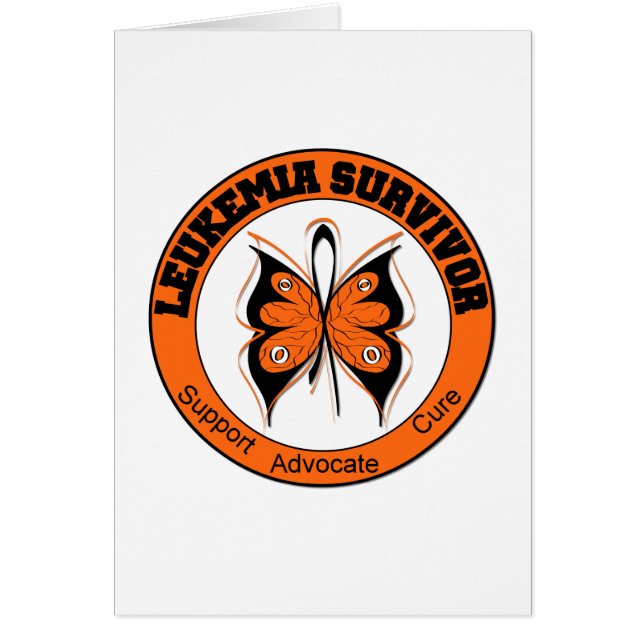 Cartão Borboleta Sobrevivente de Leucemia (Frente)