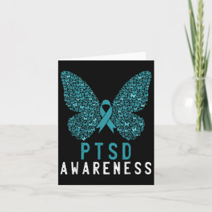 Cartão Borboleta Teal Ribbon Rainbow Warrior Ptsd Awarene