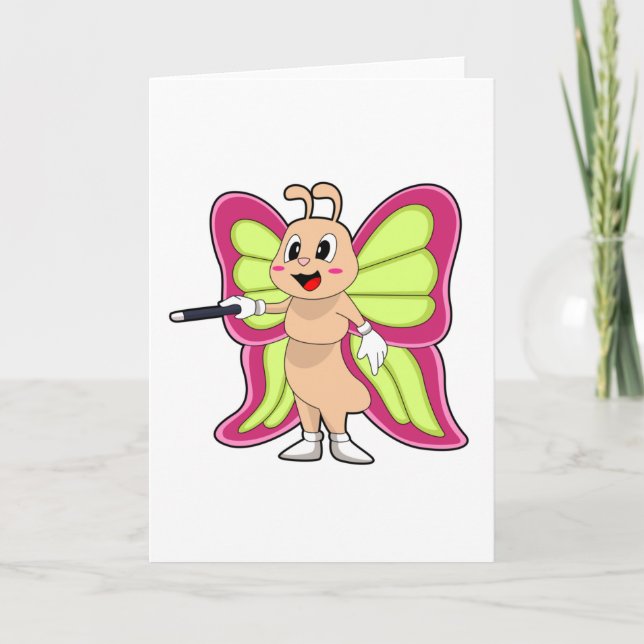 Cartão Borboleta Varinha mágica (Frente)