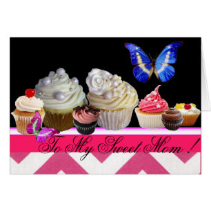 CARTÃO BORBOLETAS CUPCAKES GOSTOSOS DIA DAS MÃES DOCE