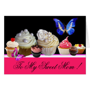 CARTÃO BORBOLETAS CUPCAKES GOSTOSOS DIA DAS MÃES DOCE