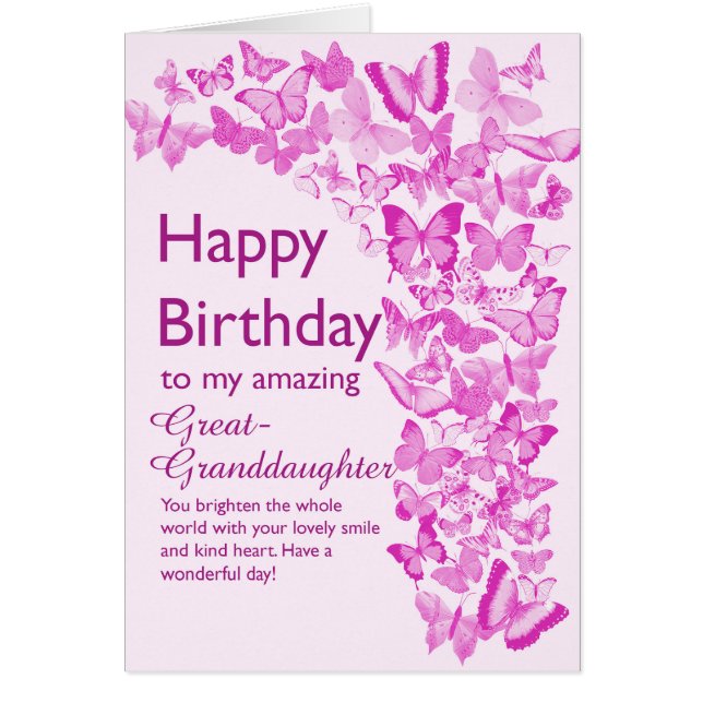 Cartão Borboletas de aniversário da neta excelente (Frente)