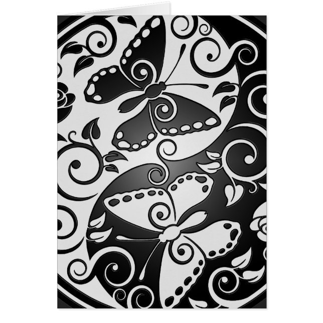 Cartão Borboletas de Yin Yang (Frente)