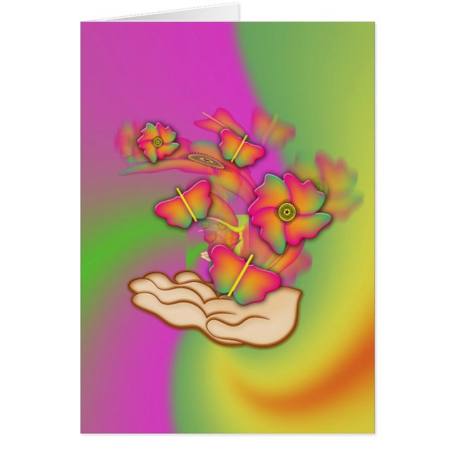 Cartão Borboletas e flores (Frente)