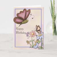 Borboletas e flores Mamãe Aniversário