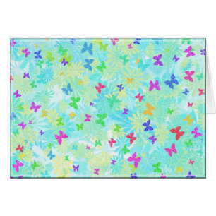 Cartão Borboletas e margaridas coloridas por Shirley Tayl