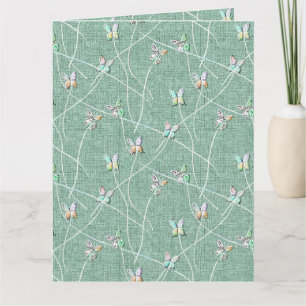 Cartão Borboletas em Verde-Menta em Aquarela
