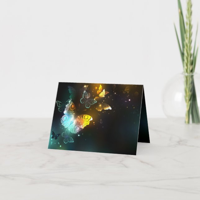 Cartão Borboletas luminosas e borboletas noturnas (Frente)