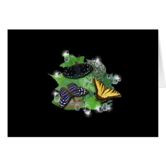 Cartão Borboletas nas Folhas (Frente Horizontal)