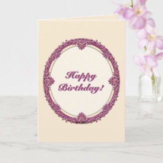 Cartão Borda Chique Roxo/Rosa E Creme Personalizar