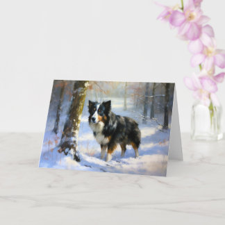 Cartão Borda Collie Deixe-o nevar no Natal
