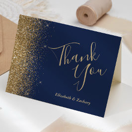 Cartão Borda de Brilho Dourado Azul Marinho Casamento Agr