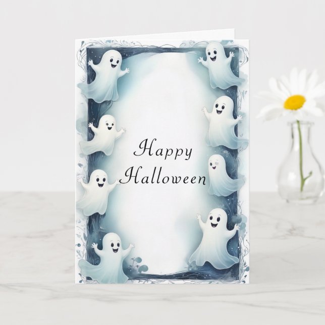 Cartão Borda de Espíritos do Dia das Bruxas, Frame Design (Planta pequena)