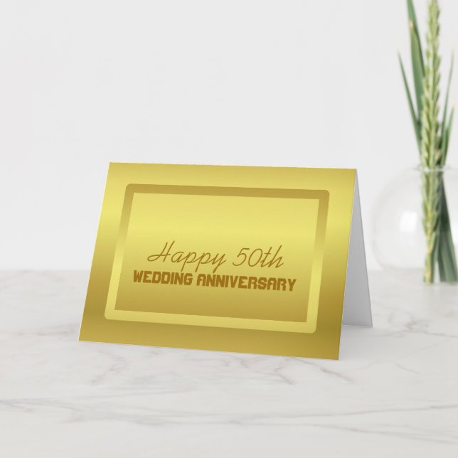 Cartão Borda Dourada 50º Aniversário de Casamento (Frente)