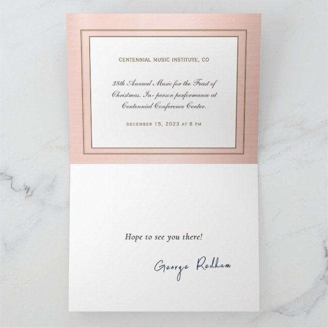 Cartão Borda Dourada de Nota de Música Dourada Formal Edi (Interior)