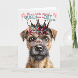 Cartão Borda Terrier Dog Queen para o dia feliz aniversár