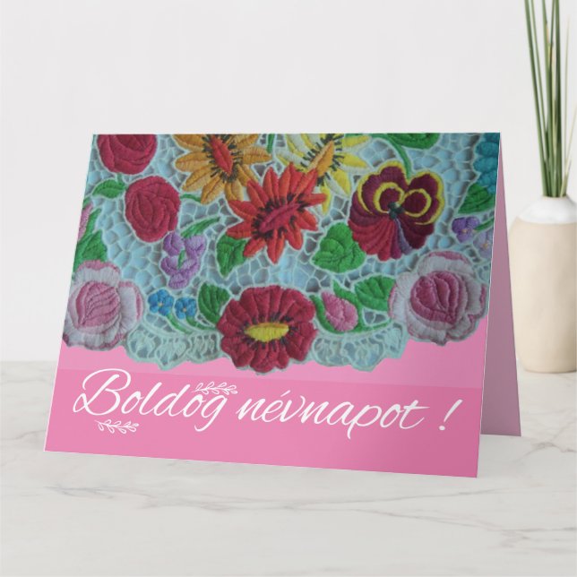 Cartão Bordado floral ventiço da Hungria do Sul (Frente)