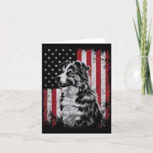 Cartão Border Collie Cachorro Pai Mãe América 4 de Julho