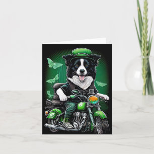 Cartão Border Collie Ciclismo Dia de São Patrício